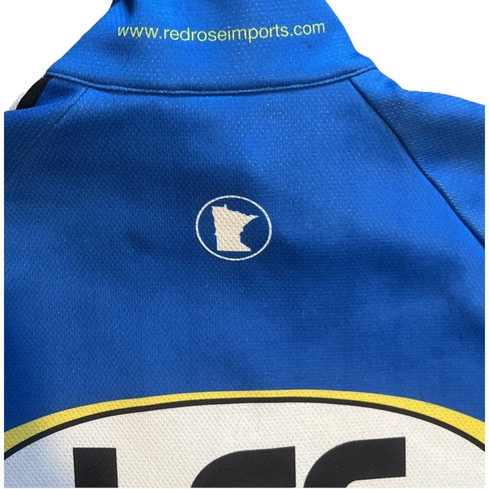 Vermarc Cycling Jacket Mens M Blue Yellow Full Zip Lined 3-Pocket Pro Style LOON